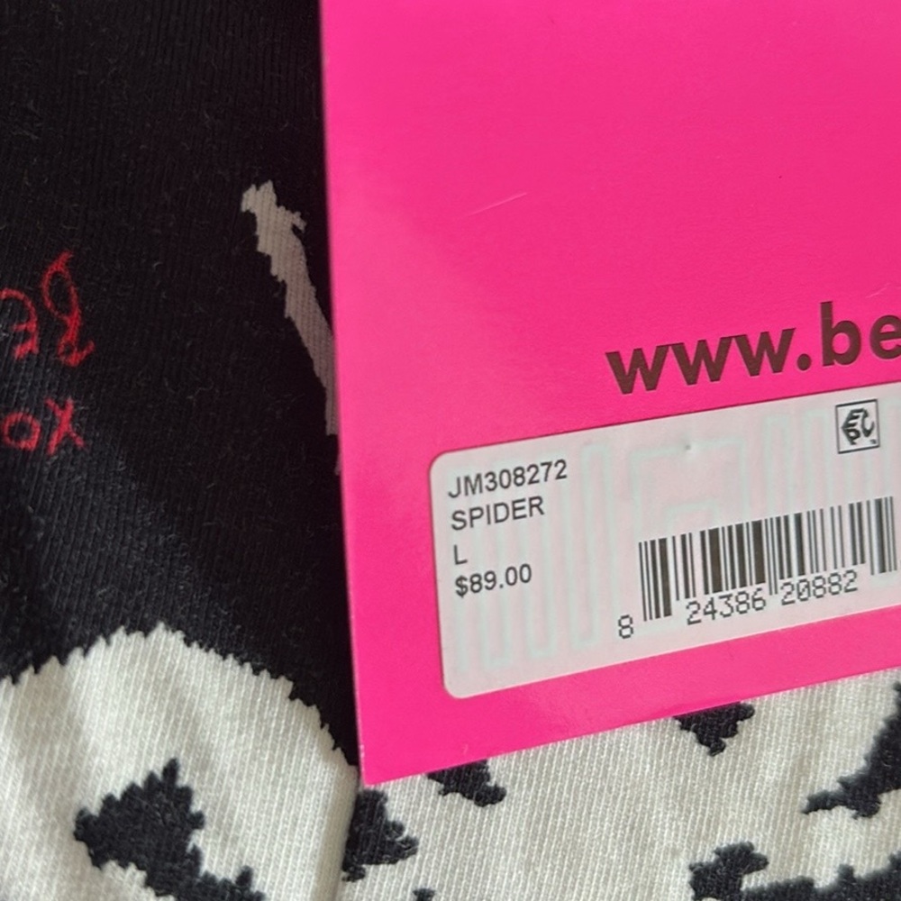 ❌SOLD❌ NWT [Betsey Johnson] Stretchy Black & White Spider Halter Dress Women’s L - Picture 10 of 11